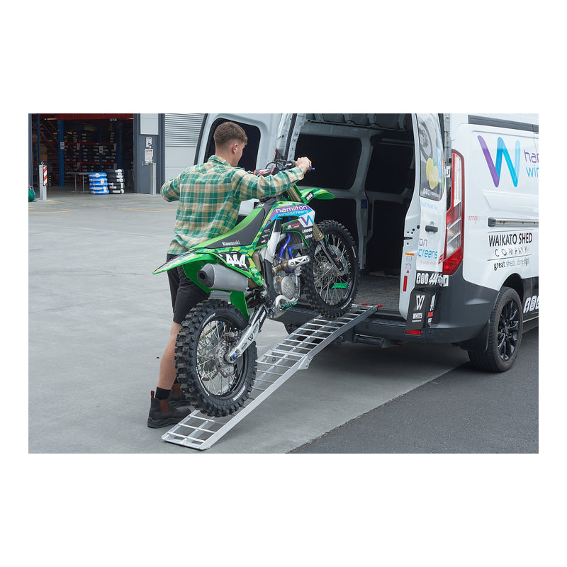 Load image into Gallery viewer, Whites Folding Alloy Ramp 226x30cm - 340kg Rated X-Bar style