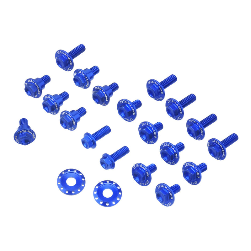 Load image into Gallery viewer, Zeta Aluminum Bolt Set Plastics Yamaha YZ125/250 '22- 21 pcs - Blue