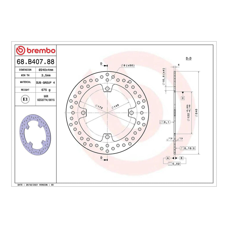 Load image into Gallery viewer, Brembo Prime Serie Oro Rear Brake Disc 68B40788
