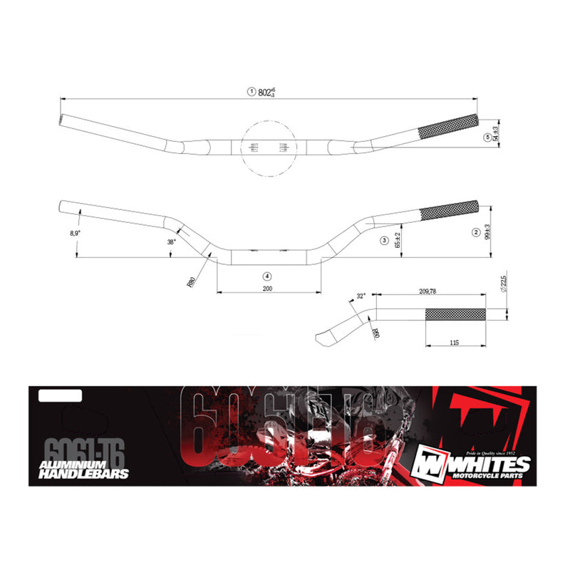Load image into Gallery viewer, Whites Handlebars Alloy 6061 Taper 1-1/8 (28.6mm) CRF/KXF Silver

