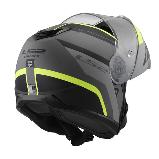 LS2 FF908 Strobe II Monza Flip Front Helmets - Matte Black / Hi-Vis Yellow 06