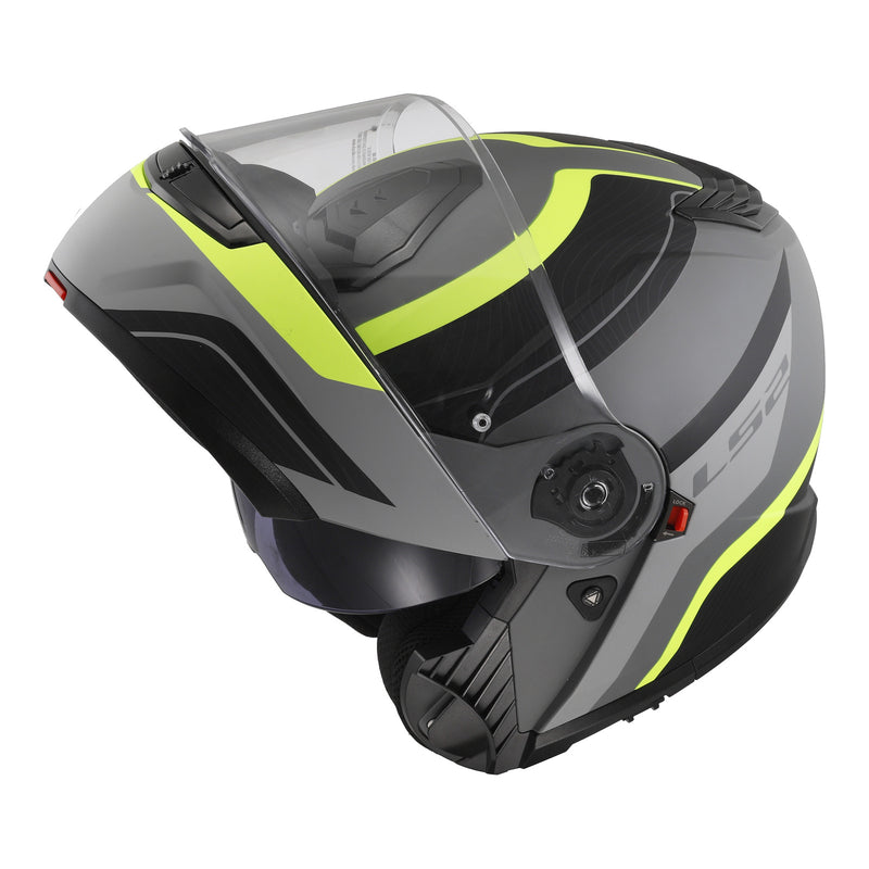 Load image into Gallery viewer, LS2 FF908 Strobe II Monza Flip Front Helmets - Matte Black / Hi-Vis Yellow 06
