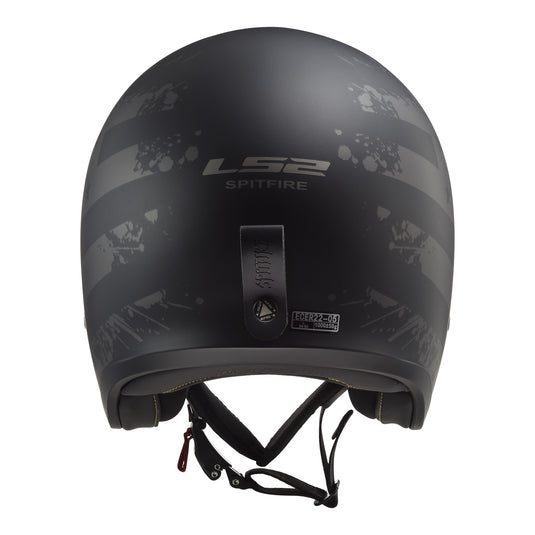 LS2 OF599 Spitfire II Black Flag Helmet - Matte Black / Titanium