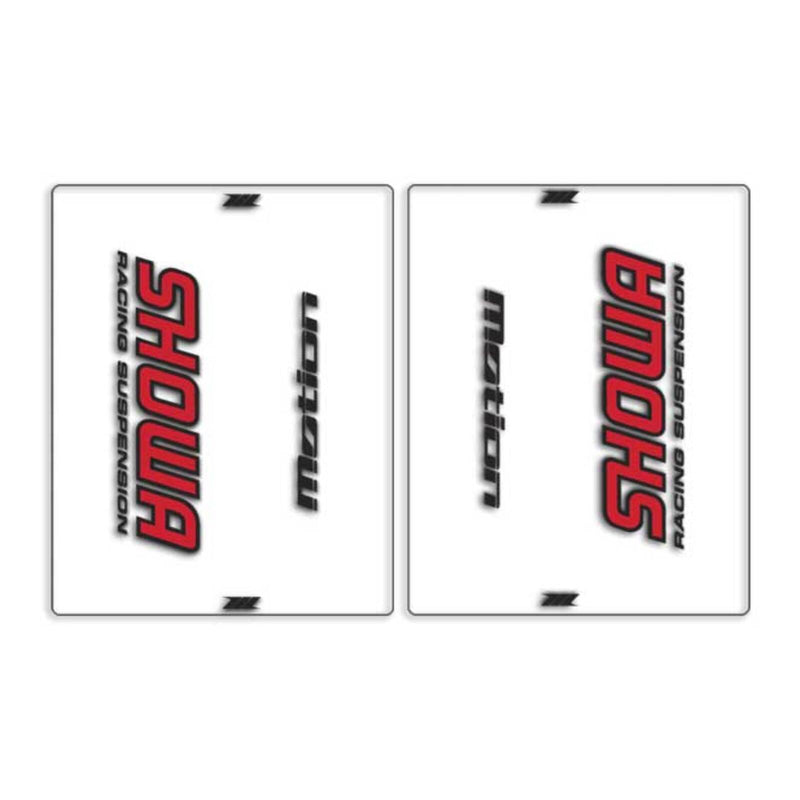 Load image into Gallery viewer, DRC Motion Front Fork Outer Decals - Showa (Clear / Red / Black)
