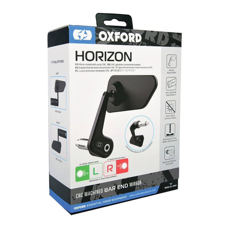 Load image into Gallery viewer, Oxford Horizon Billet Alloy Bar End Mirror Left - Black
