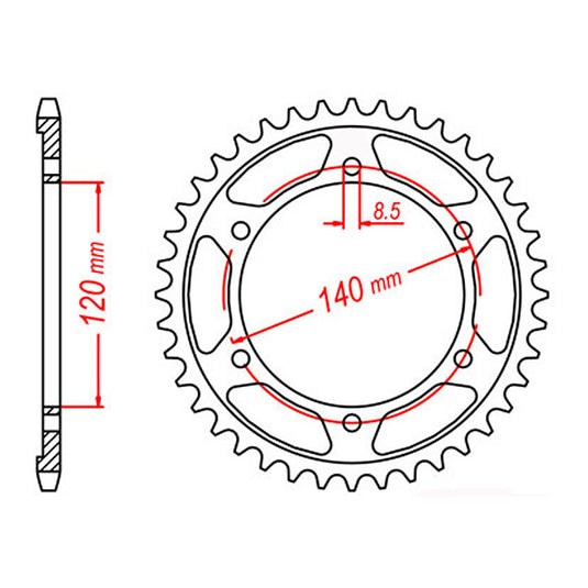 SPKT REAR OE STEEL 260 / 475 37T 